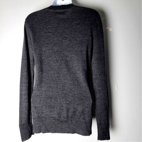 Tory Burch XS Gray Merino Wool Cardigan Logo Button Sweater Classic Luxury - Picture 3 of 9